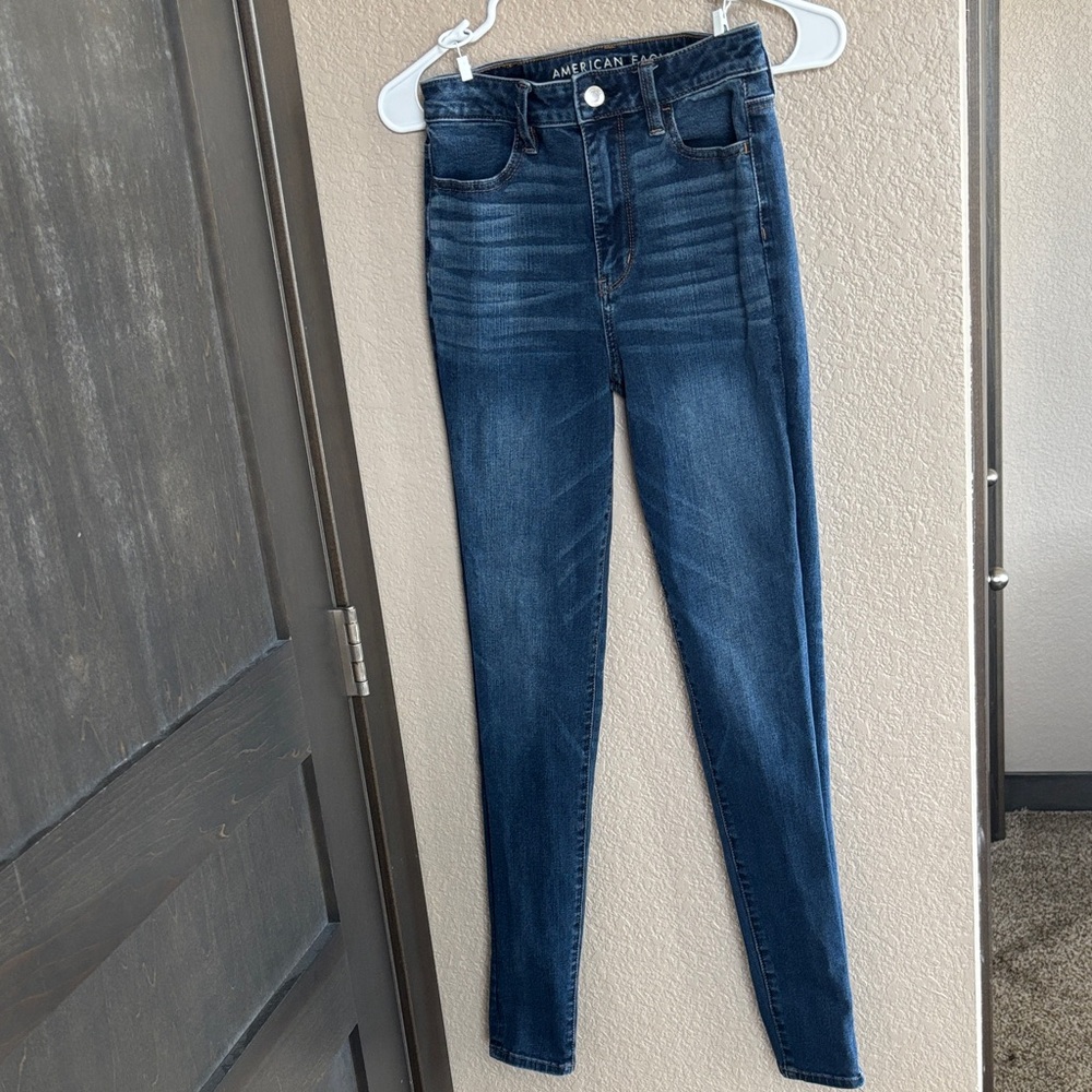 American Eagle Outfitters Dark Blue High-Rise Skinny Jeans